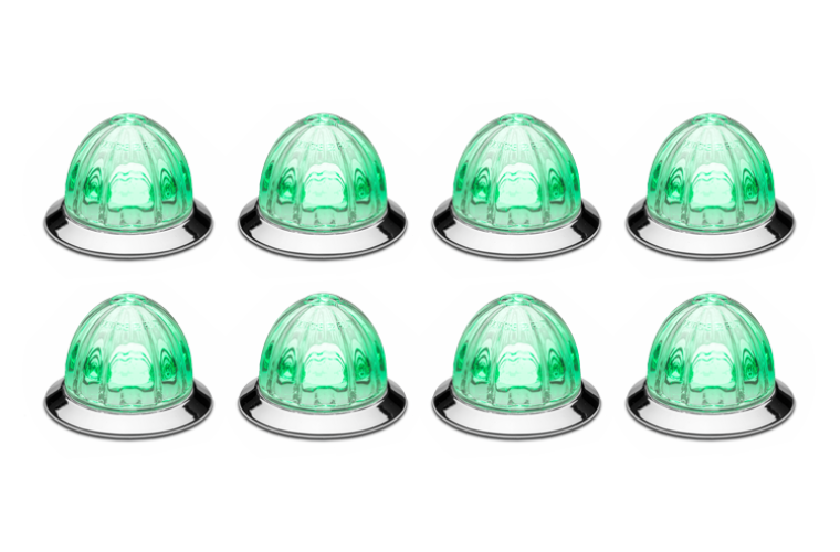 Mini Watermelon Hero LED Light - Green Light / Clear Lens, 8 Pack