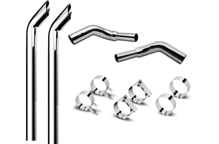 6 Inch Dia Cowboy Tip Exhaust Kit with 114 Inch Tall One Piece Top Pipe KW