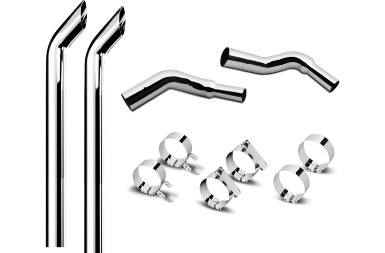 6 Inch Dia Cowboy Tip Exhaust Kit with 120 Inch Tall One Piece Top Pipe KW