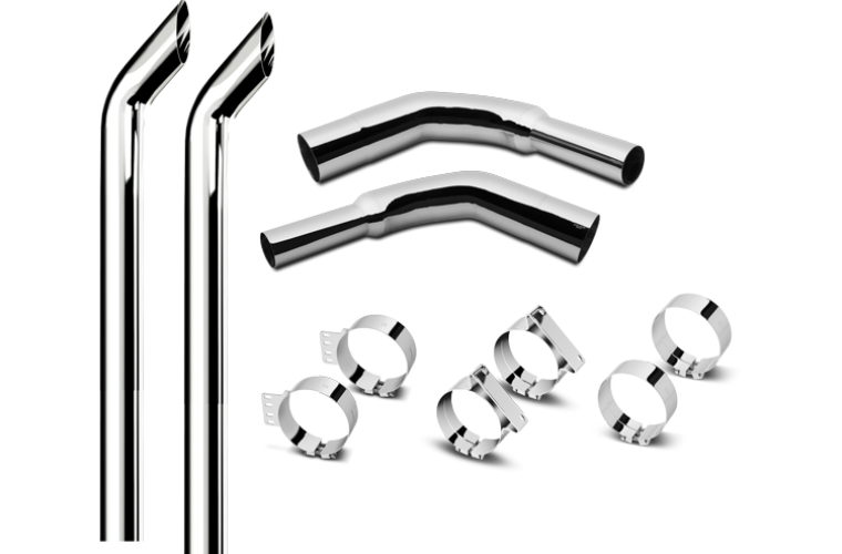 6 Inch Dia Cowboy Tip Exhaust Kit with 120 Inch Tall One Piece Top Pipe KW