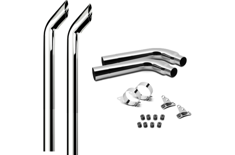 8 Inch Dia Cowboy Tip Exhaust Kit with 120 Inch Tall One Piece Top Pipe PB