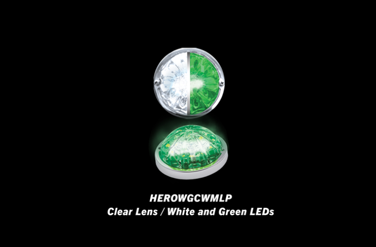 Low Profile Watermelon Hero LED Marker Light - White and Green Light/Clear Lens