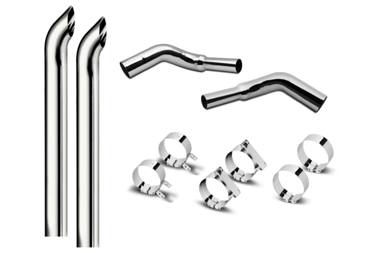 6 Inch Dia Hoosier Tip Exhaust Kit with 114 Inch Tall One Piece Top Pipe KW
