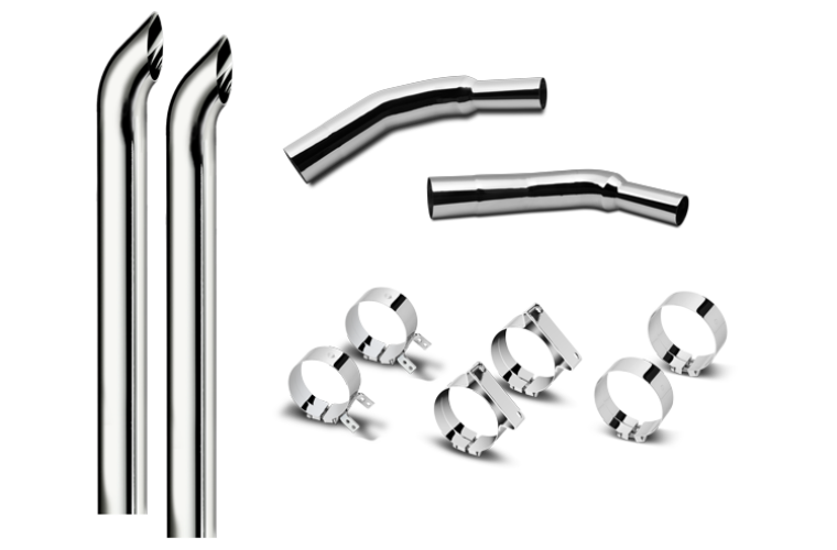 8 Inch Dia Hoosier Tip Exhaust Kit with 114 Inch Tall One Piece Top Pipe KW