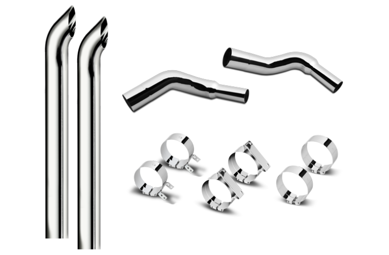 8 Inch Dia Hoosier Tip Exhaust Kit with 114 Inch Tall One Piece Top Pipe KW