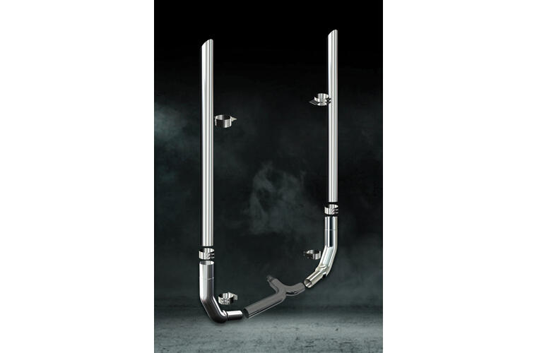6 Inch Dia Slash Cut Tip Exhaust Kit with 108 Inch Tall One Piece Top Pipe KW