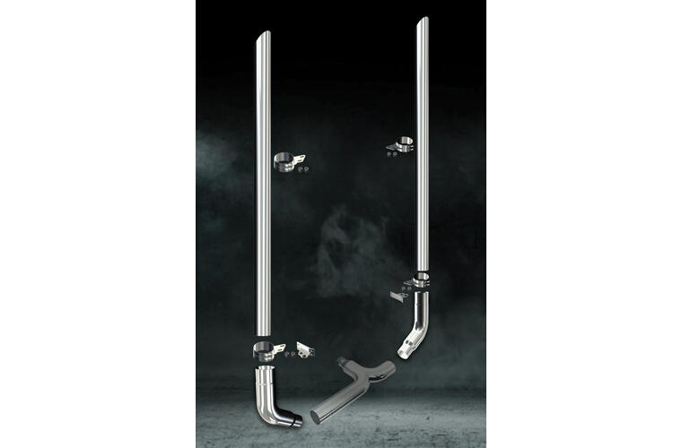 6 Inch Dia Slash Cut Tip Exhaust Kit with 114 Inch Tall One Piece Top Pipe PB