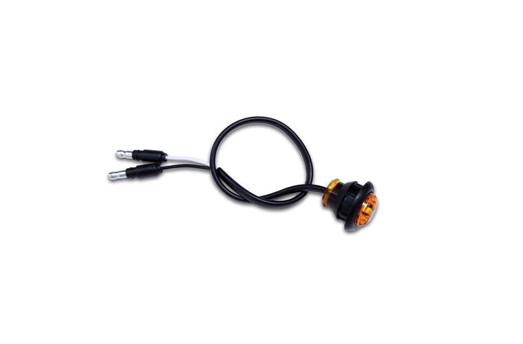 3/4" Button Light - Amber LED Light / Amber Lens and (2) 180 Bullet Plugs