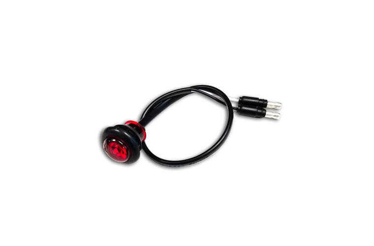 3/4" Button Light - Red LED Light / Red Lens and (2) 180 Bullet Plugs