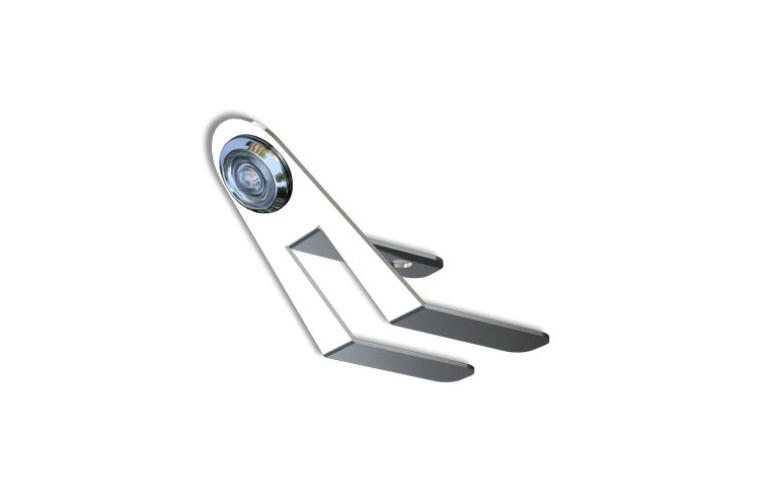 Nova Underglow Light Bracket w/ one Bulls-Eye amber LED light with a clear lens.