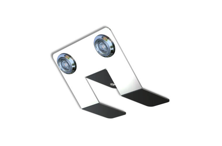Nova Underglow Light Bracket w/ two Bulls-Eye amber LED light with a clear lens.