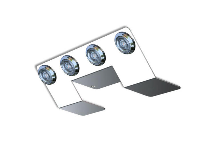 Nova Underglow Light Bracket w/ four Bulls-Eye amber LED light with clear lens.