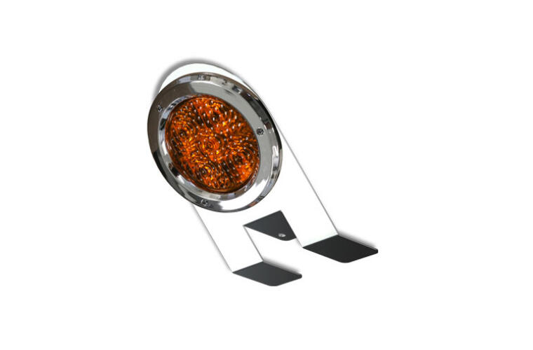 Nova Underglow Light Bracket with one Amber / Amber 4 inch round LED.