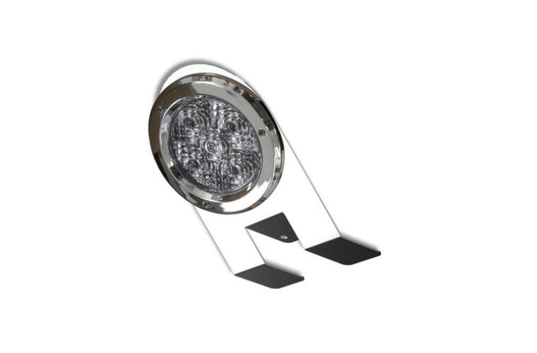 Nova Underglow Light Bracket with one amber / clear 4 inch round LED.