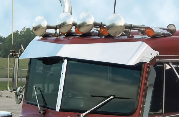 Old School Bow-Tie Blind Mount Visor for Peterbilt 359