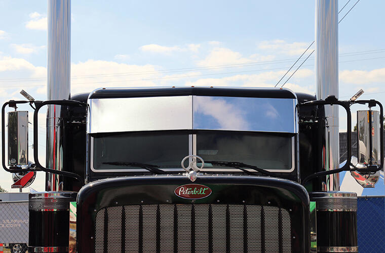 Post Mount Darwin 11 inch Drop Visor for Peterbilt Ultracab and Flat Top
