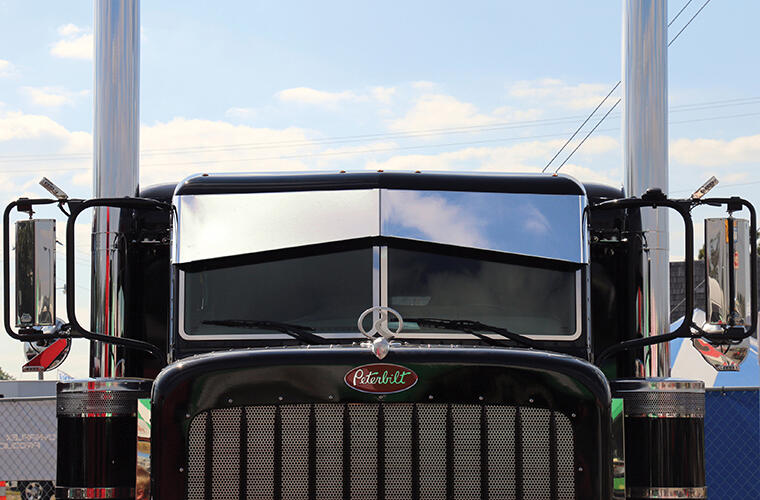 Post Mount Darwin Un-Tie Drop Visor for Peterbilt Ultracab and Flat Top