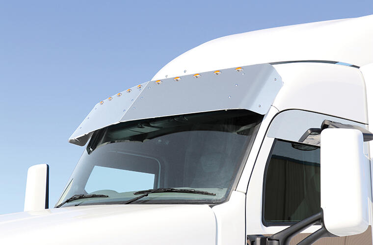 15.5 inch Drop Visor with (10) Amber/Amber Mini LEDs for Peterbilt