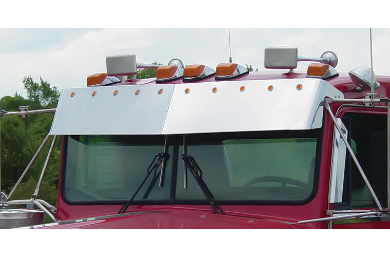 12 inch Blind Mount Drop Visor with (10) Amber/Amber Bulls-eye LEDs for trucks