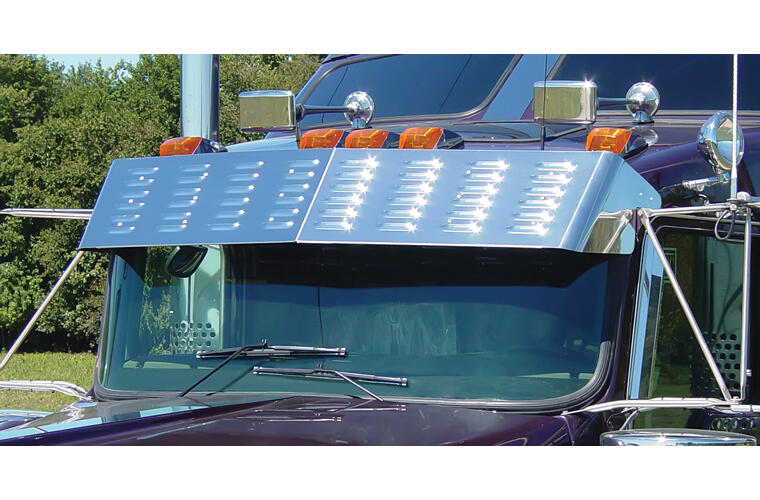 13 inch Louvered Drop Visor for curved windshield trucks with 3 factory brackets