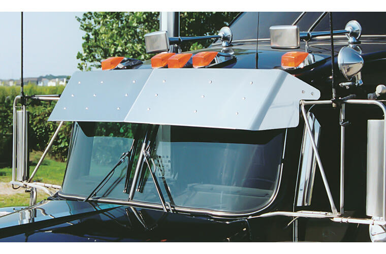 13 inch Drop Visor for curved windshield trucks with 3 factory brackets