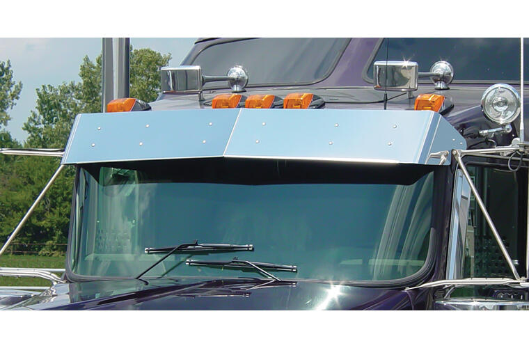 10 inch Drop Visor for curved windshield trucks with 3 factory brackets