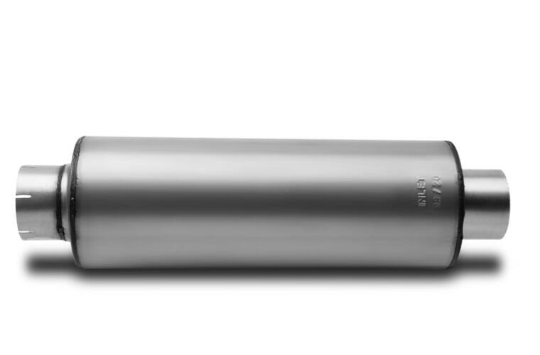33 inch long, 9 inch diameter muffler with 5 inch in/out diameters