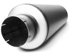 33 inch long, 9 inch diameter muffler with 5 inch in/out diameters