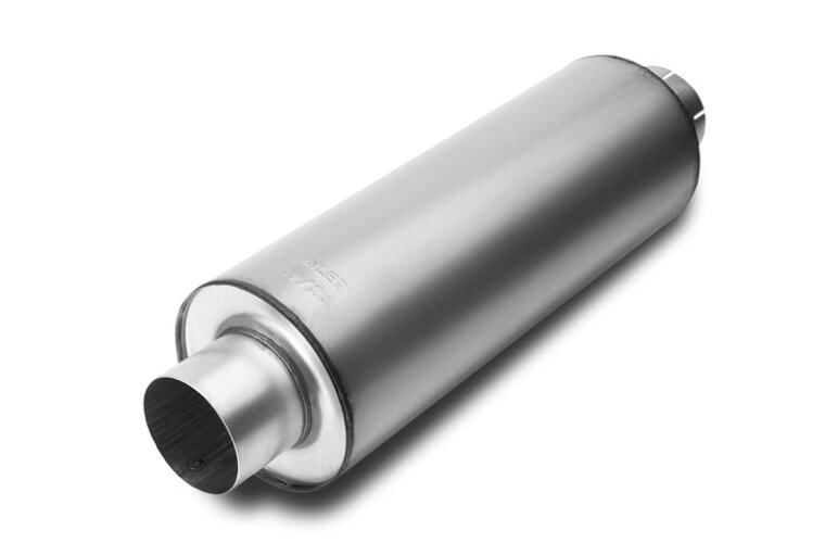 33 inch long, 9 inch diameter muffler with 5 inch in/out diameters