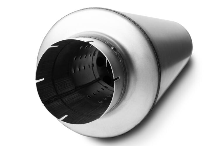 57 inch long, 9 inch diameter muffler with 5 inch in/out diameters