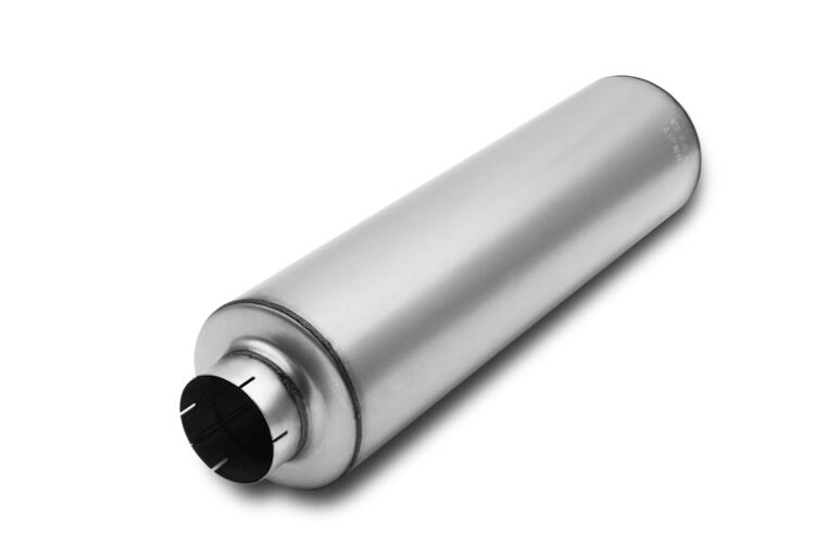 57 inch long, 9 inch diameter muffler with 5 inch in/out diameters