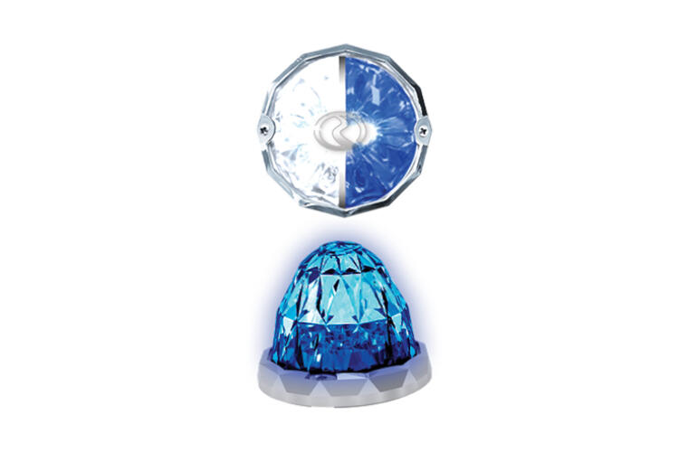 Jewel Style Watermelon Hero LED Marker Light - White and Blue Light / Clear Lens