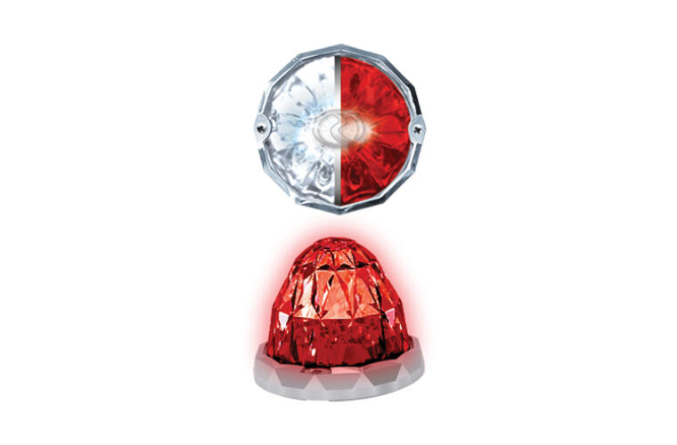 Jewel Style Watermelon Hero LED Marker Light - White and Red Light / Clear Lens
