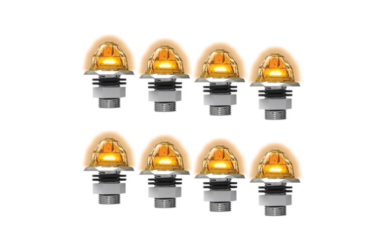 Jewel Style Mini Watermelon Hero LED Light - Amber Light / Amber Lens, 8 Pack