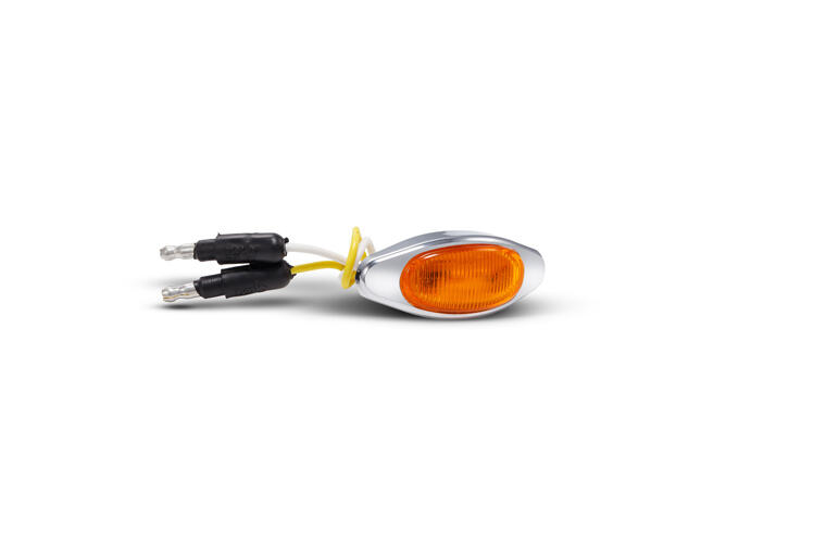 Mini - Amber LED Light / Amber Lens with (2) 180 Bullet Plugs and Chrome Bezel