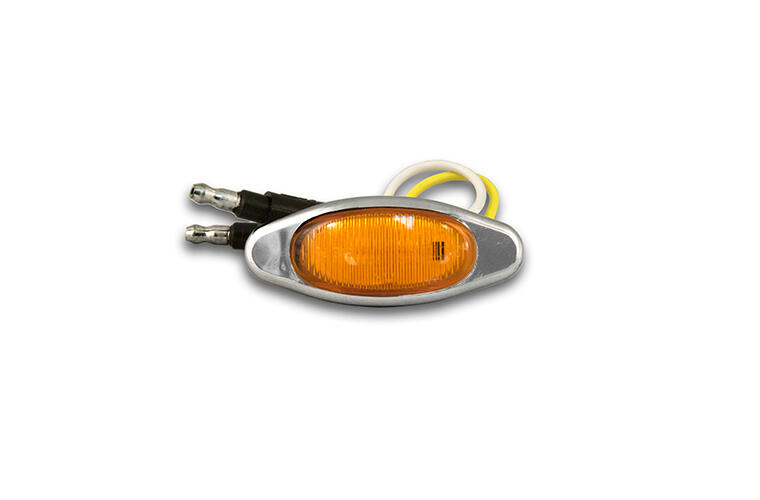 Mini - Amber LED Light / Amber Lens with (2) 180 Bullet Plugs and Chrome Bezel
