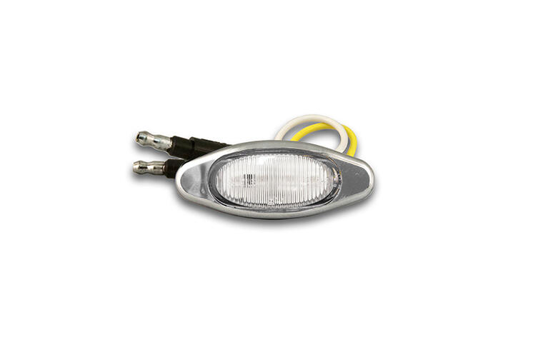 Mini - Amber LED Light / Clear Lens with (2) 180 Bullet Plugs and Chrome Bezel