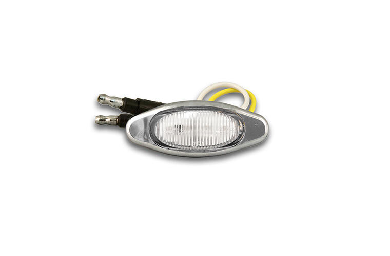 Mini - Red LED Light / Clear Lens with (2) 180 Bullet Plugs and Chrome Bezel