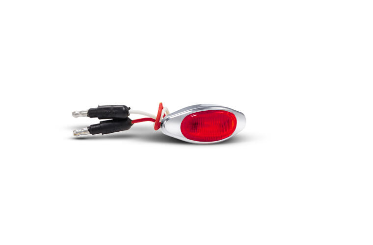 Mini - Red LED Light / Red Lens with (2) 180 Bullet Plugs and Chrome Bezel
