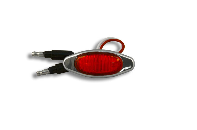 Mini - Red LED Light / Red Lens with (2) 180 Bullet Plugs and Chrome Bezel