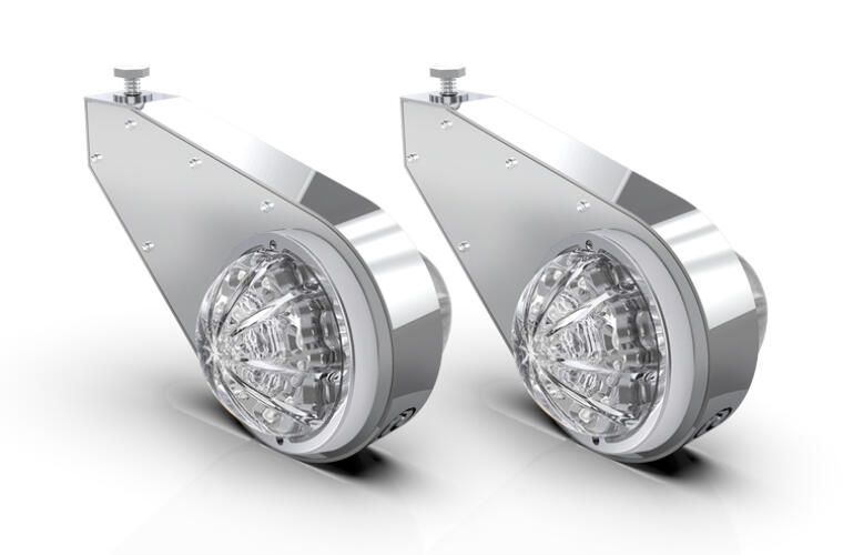 ICON MXT Low Pro Watermelon Mirror Light Chrome Plated Billet Bracket A/C - R/C